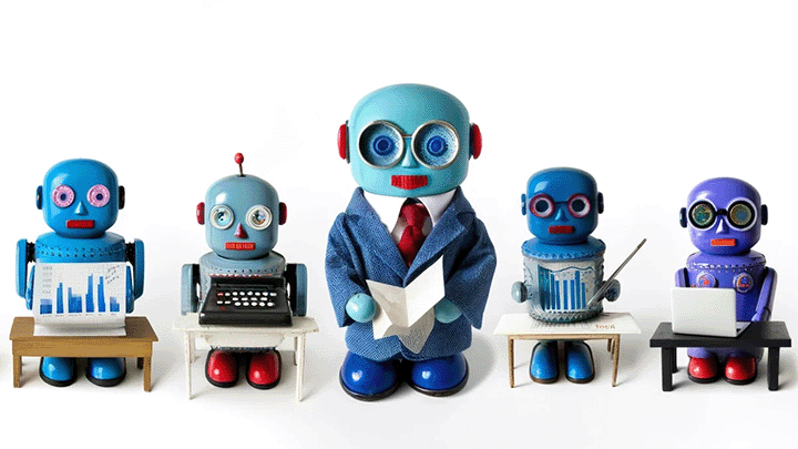 friendly looking robot-accountants about to take over the world